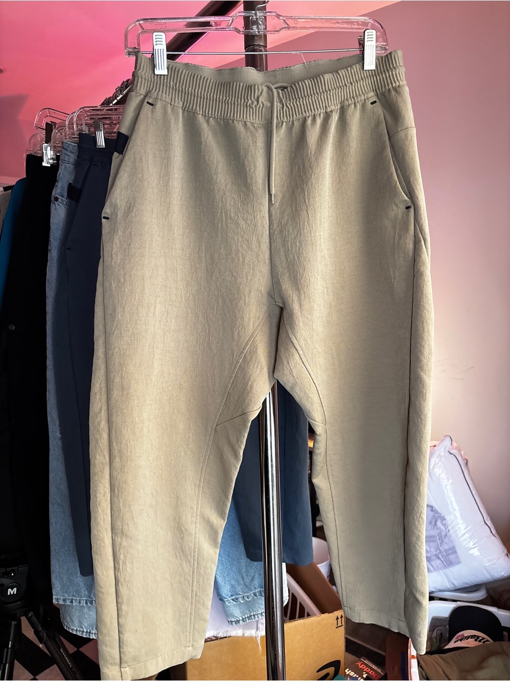 Men's Casual Drawstring Pants - Beige
